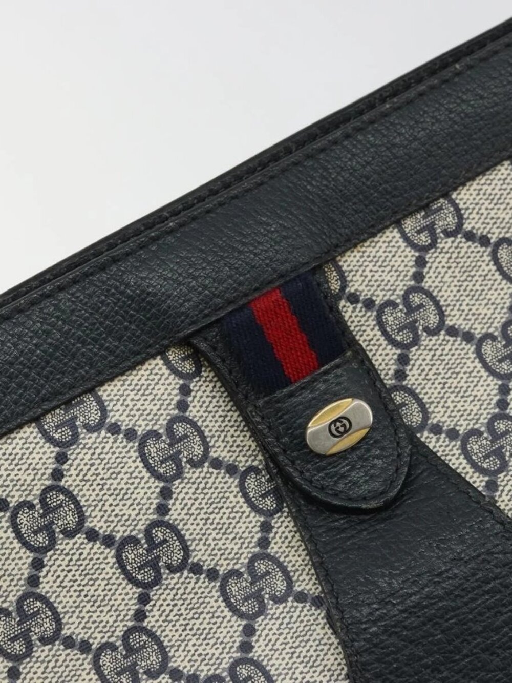GUCCI GG Supreme Sherry Line Clutch Bag PVC Navy 89 01 033 Auth 175774 - Picture 12 of 16